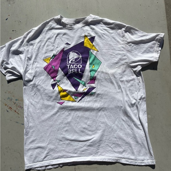 Men's Taco Bell T-Shirt White Spell Logo 2XL Uniform Street Retro Border Classic - Picture 1 of 10